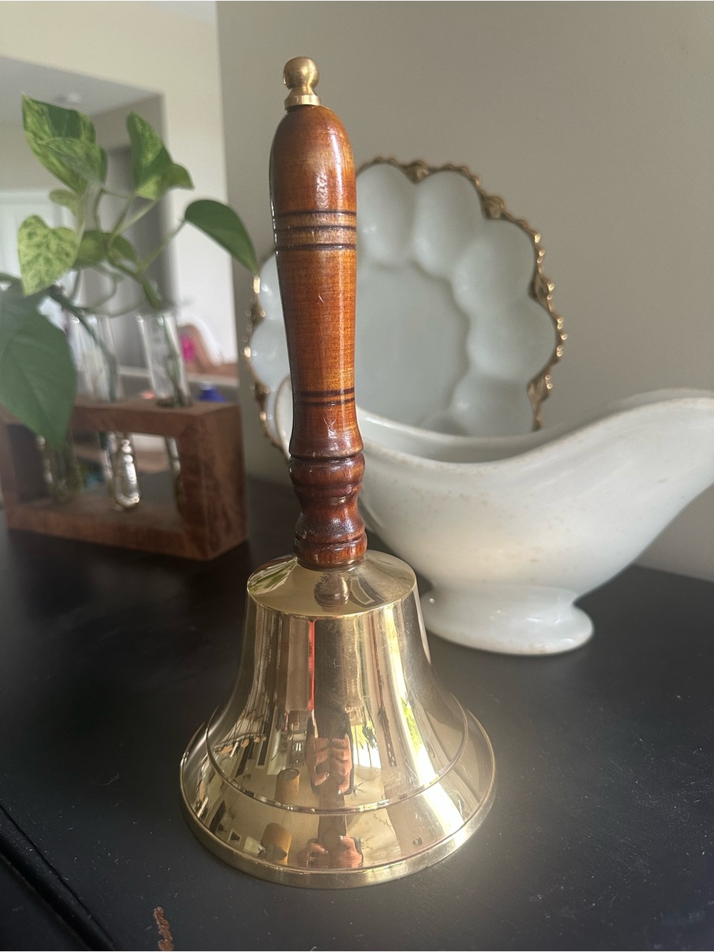 Vintage Brass Bell Coastal Grandmillennial Nautical Shelf Decor